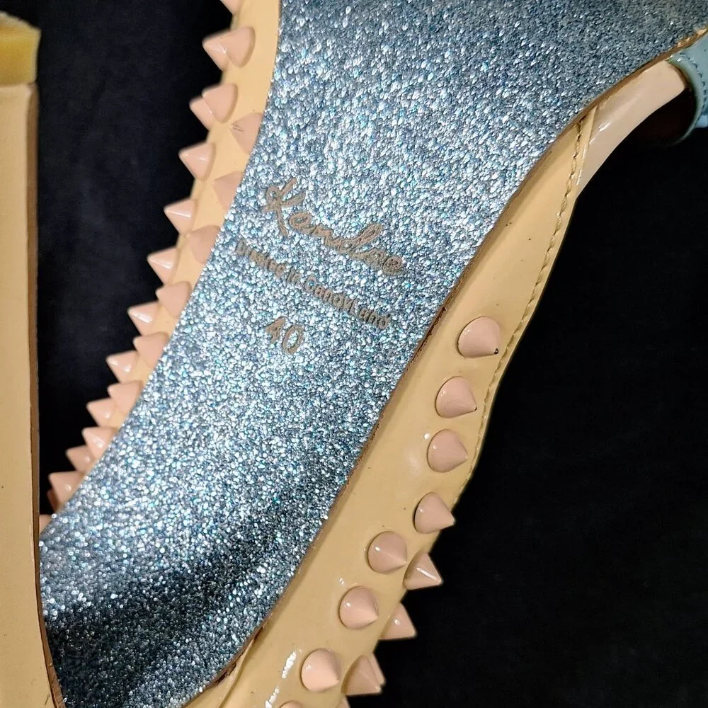 Kandee Girl BiColor Nude Blue Spiky Heels (like Christian Louboutin) 9 US 40 EU - Picture 9 of 9